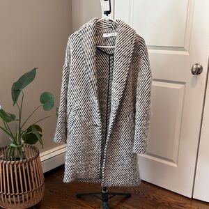 IRO Black and White Striped oversized Coat